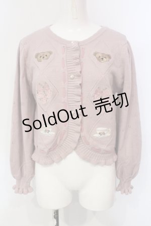 画像: axes femme kawaii / Rosy Bearニットカーデ  ピンク O-25-06-12-039-AX-TO-IG-OS
