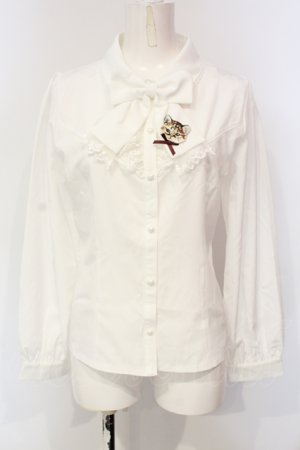 画像: axes femme POETIQUE / キャットブローチ付ブラウス M シロ O-25-06-12-047-AX-BL-IG-OS
