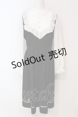 画像: axes femme / キャット刺繍ドッキングワンピース  クロ×シロ O-25-06-12-051-AX-OP-IG-OS