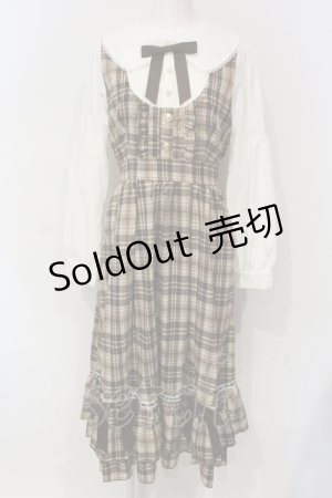 画像: axes femme POETIQUE / チェックフリルレディワンピース  ブラウン O-25-06-12-052-AX-OP-IG-OS