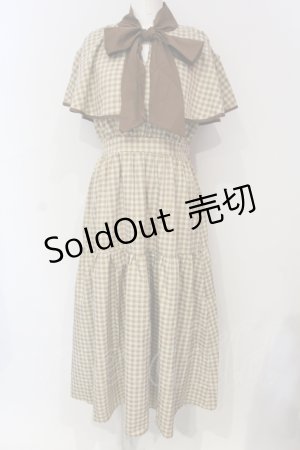 画像: axes femme POETIQUE / チェックケープデザインワンピース  ブラウン O-25-06-12-054-AX-OP-IG-OS