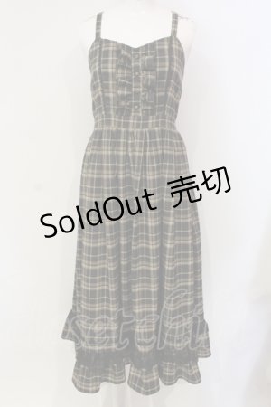 画像: axes femme POETIQUE / フリルデザインキャミワンピース  ブラウン×グリーン O-25-06-12-058-AX-OP-IG-OS
