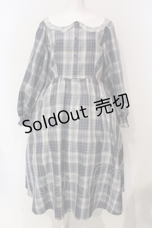 画像: m petit by misako / シナモンチェックフレアワンピース 3L ブルー O-25-06-12-006-LO-OP-OW-OS