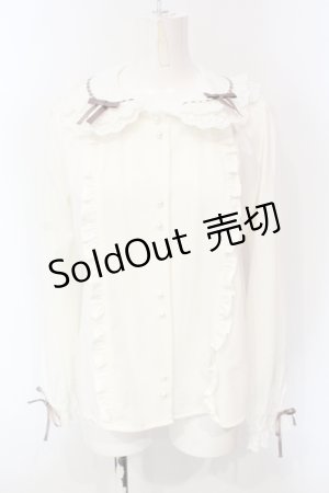 画像: Ank Rouge / ハシゴリボンレース衿ブラウス M シロ×ブラウン O-25-06-12-063-CA-BL-OW-OS