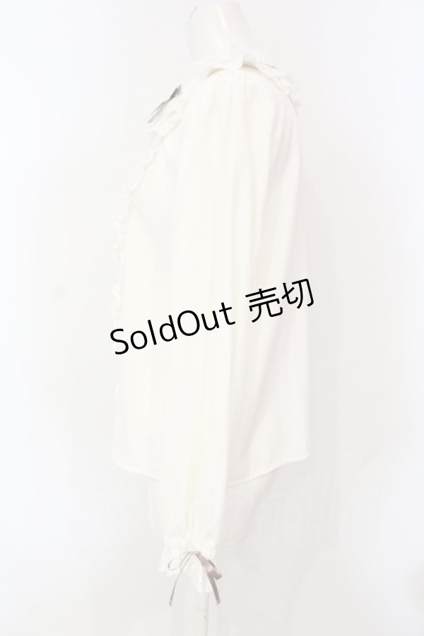 画像3: Ank Rouge / ハシゴリボンレース衿ブラウス M シロ×ブラウン O-25-06-12-063-CA-BL-OW-OS (3)
