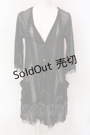 画像: axes femme / レース切替綿チュールカーディガン M クロ O-25-06-12-064-AX-TO-OW-OS