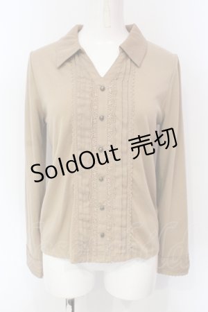 画像: axes femme / タック使いブラウス風カットソー M キャメル O-25-06-12-067-AX-TO-OW-OS