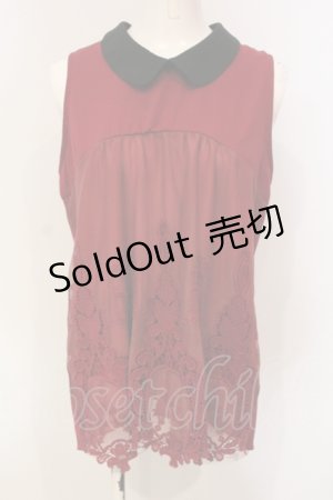 画像: axes femme / モチーフレース使いノースリチュニ M ワイン O-25-06-12-071-AX-TO-OW-OS