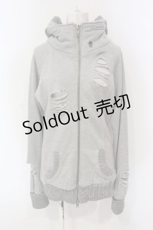 画像: GLAD NEWS / ダメージZIPパーカー R グレー O-25-06-12-073-GL-TO-OW-OS