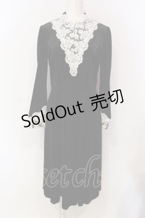 画像: axes femme Nostalgic / ベロアレースワンピース M クロ O-25-06-12-077-LO-OP-OW-OS