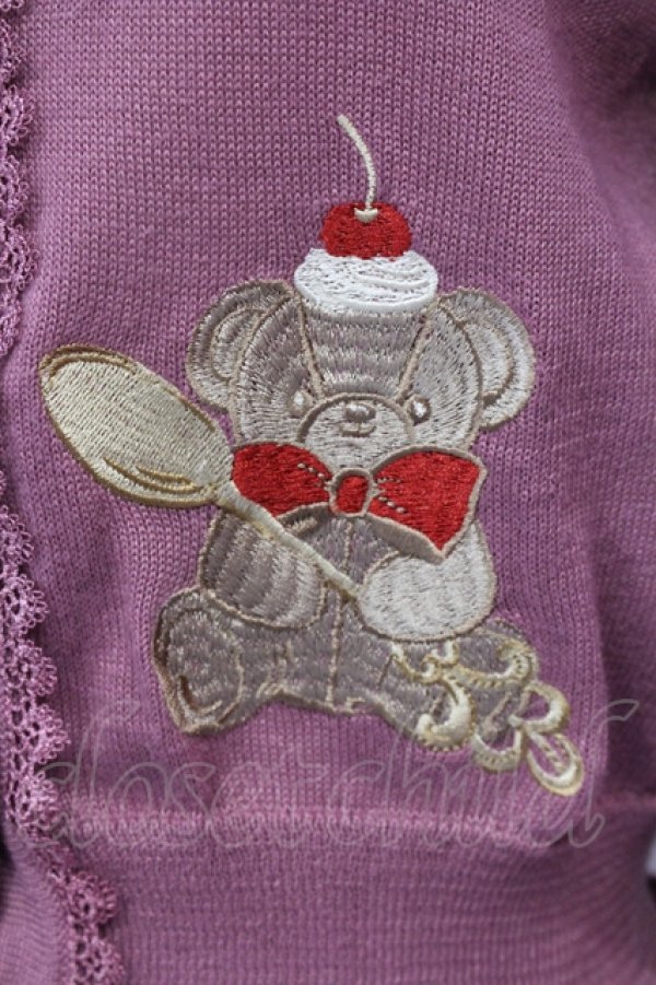 画像2: axes femme kawaii / クマパフェ刺繍ニットカーデ M ピンク O-25-06-12-078-AX-TO-OW-OS (2)