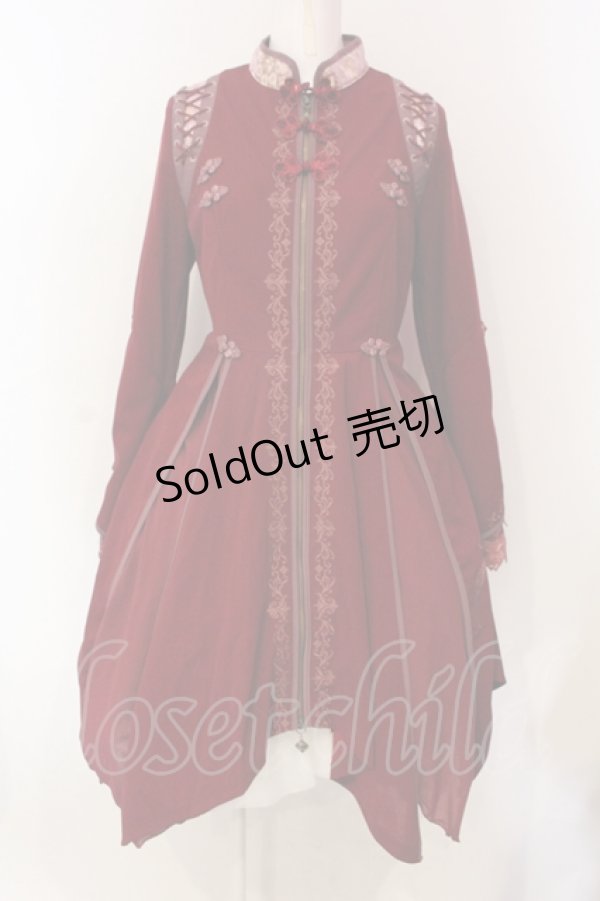 画像1: Ozz oneste / ショルダーレースアップワンピース  ワイン O-25-06-12-085-OO-OP-OW-OS (1)