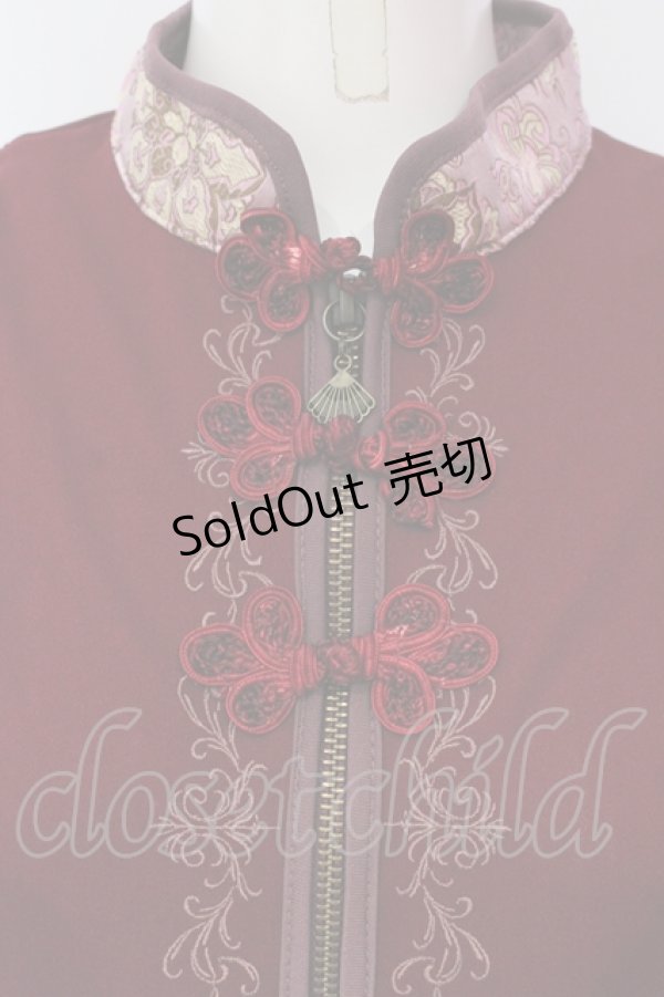 画像2: Ozz oneste / ショルダーレースアップワンピース  ワイン O-25-06-12-085-OO-OP-OW-OS (2)