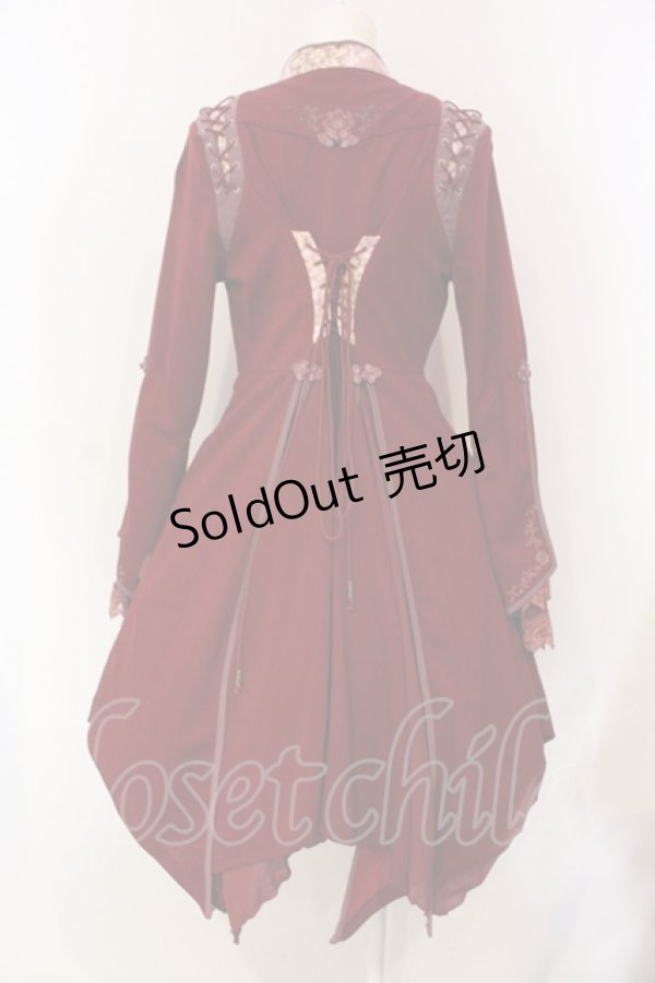 画像5: Ozz oneste / ショルダーレースアップワンピース  ワイン O-25-06-12-085-OO-OP-OW-OS (5)