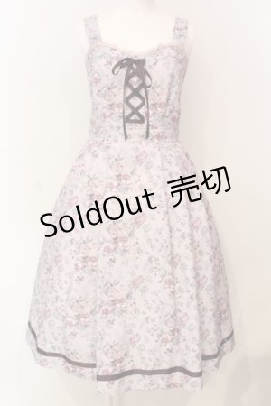 画像: axes femme / ロマンティックローズ柄ジャンパースカート F ピンク O-25-06-12-009-AX-OP-OW-OS