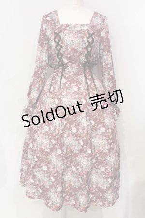 画像: axes femme / フレーズローズ柄ワンピース  ワイン O-25-06-12-015-AX-OP-IG-OS