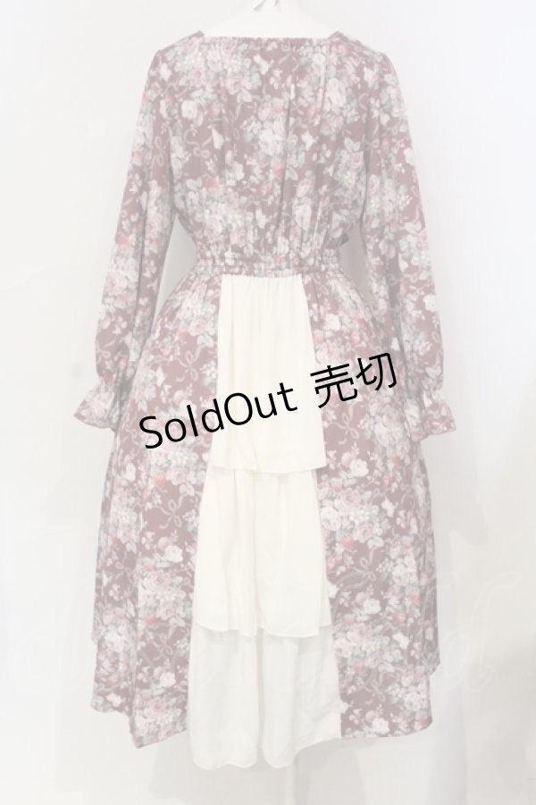 画像3: axes femme / フレーズローズ柄ワンピース  ワイン O-25-06-12-015-AX-OP-IG-OS (3)