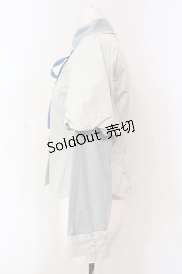 画像2: Maison de FLEUR Petite Robe canone / 袖切り替えブラウス サックス S O-25-06-12-020-EL-BL-OW-OS (2)