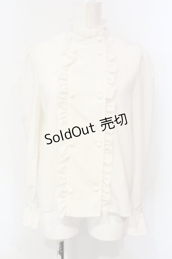 画像1: E hyphen world gallery / ダブルボタンブラウス S オフホワイト O-25-06-12-022-LO-BL-OW-ZT180 (1)