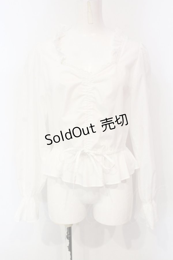 画像1: Ank Rouge / ギャザーブラウス M シロ O-25-06-12-025-CA-BL-OW-OS (1)