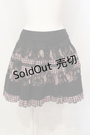 画像: ALGONQUINS / レースチェックスカート F ピンクｘブラック O-25-06-14-043-AL-SK-YM-OS