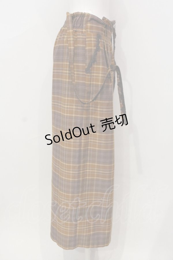 画像2: axes femme / タータンチェック柄サス付パンツ M ブラウン O-25-06-14-046-AX-PA-IG-ZT158 (2)