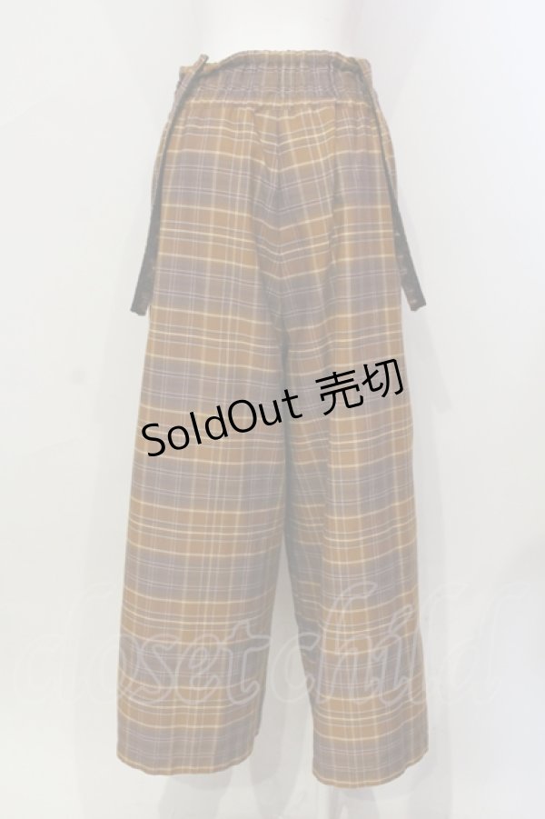 画像3: axes femme / タータンチェック柄サス付パンツ M ブラウン O-25-06-14-046-AX-PA-IG-ZT158 (3)