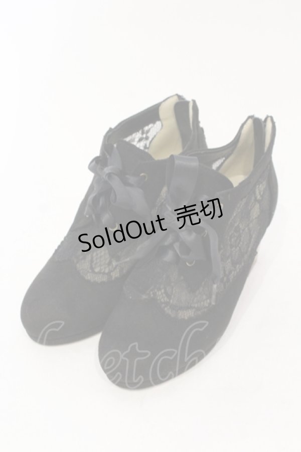 画像1: axes femme / レーススエードブーツ M クロ O-25-06-14-068-AX-SH-IG-ZT-K022 (1)