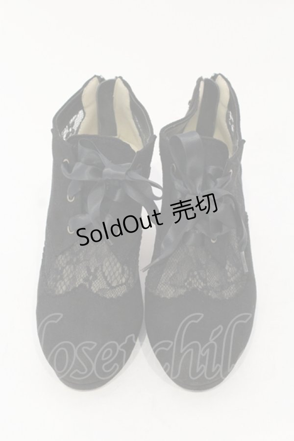 画像2: axes femme / レーススエードブーツ M クロ O-25-06-14-068-AX-SH-IG-ZT-K022 (2)