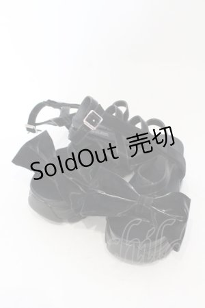 画像: Fickle Bebe / リボンレースアップサンダル M クロ O-25-06-14-071-0-SH-IG-ZTK017