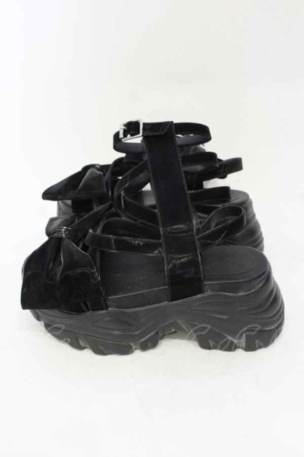 画像4: Fickle Bebe / リボンレースアップサンダル M クロ O-25-06-14-071-0-SH-IG-ZT-K017 (4)