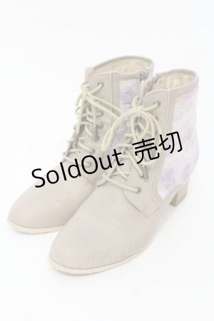 画像: axes femme / 花レース編み上げブーツ M ベージュ O-25-06-14-076-AX-SH-IG-ZT-K003