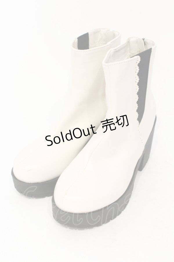 画像1: axes femme / バックジップサイドゴアブーツ M アイボリー O-25-06-14-077-AX-SH-IG-ZT-K003 (1)