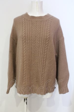 画像: axes femme / 裾ボタンロングニットプルオーバー モカ ブラウン O-25-06-14-009-AX-TO-IG-OS