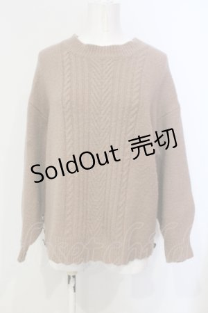 画像: axes femme / 裾ボタンロングニットプルオーバー モカ ブラウン O-25-06-14-009-AX-TO-IG-OS