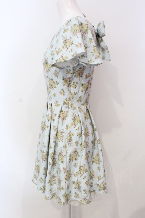 画像2: Ank Rouge / バックリボブーケ柄ワンピース  サックス O-25-06-14-028-CA-OP-IG-OS (2)