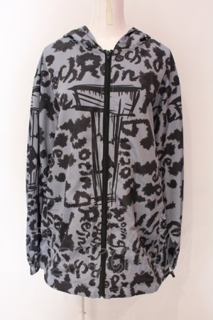 画像: NieR Clothing / 裾ドローコード超軽量WIND BREAKER【Leopard】ウインドブレーカー  グレ^ー×ブラック O-25-06-16-045-PU-TO-IG-OS