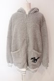 画像1: NieR Clothing / 刺繍入りボアパーカー  グレー O-25-06-16-047-PU-TO-IG-OS (1)