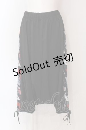 画像: NieR Clothing / 超軽量夏仕様SARROUEL PANTS【和傘(赤)】 サルエルパンツ  ブラック×レッド O-25-06-16-053-PU-PA-IG-ZT106