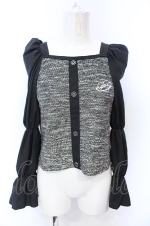 画像: NieR Clothing / 春夏用 袖異素材マムルークスリーブプルオーバー  ブラック O-25-06-16-009-PU-TO-IG-OS