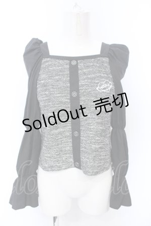 画像: NieR Clothing / 春夏用 袖異素材マムルークスリーブプルオーバー  ブラック O-25-06-16-009-PU-TO-IG-ZT111