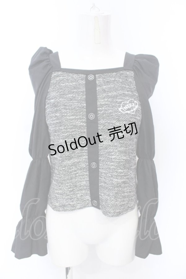 画像1: NieR Clothing / 春夏用 袖異素材マムルークスリーブプルオーバー  ブラック O-25-06-16-009-PU-TO-IG-ZT111 (1)