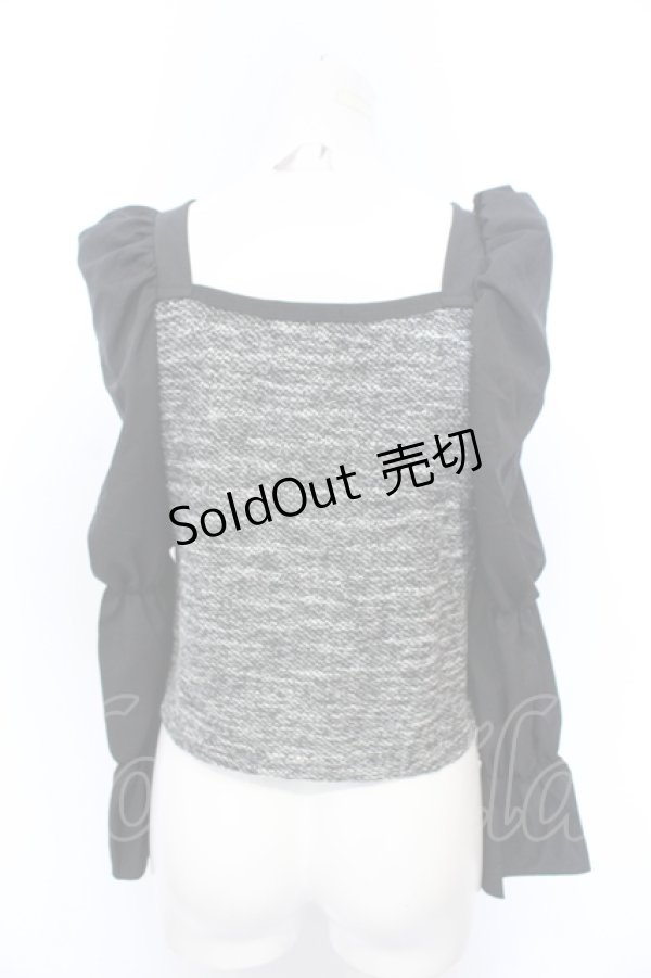 画像2: NieR Clothing / 春夏用 袖異素材マムルークスリーブプルオーバー  ブラック O-25-06-16-009-PU-TO-IG-ZT111 (2)