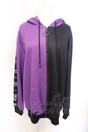 画像: NieR Clothing / TWO-TONE ZIP OUTER【CRY RABBIT】 パーカー  パープル×ブラック O-25-06-16-010-PU-TO-IG-OS