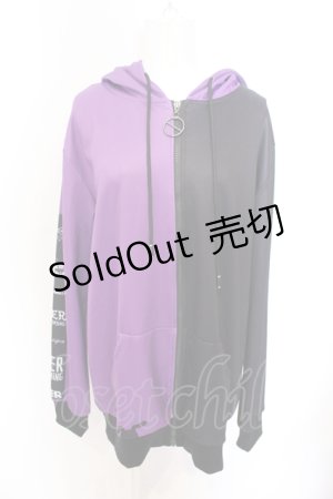 画像: NieR Clothing / TWO-TONE ZIP OUTER【CRY RABBIT】 パーカー  パープル×ブラック O-25-06-16-010-PU-TO-IG-ZT111