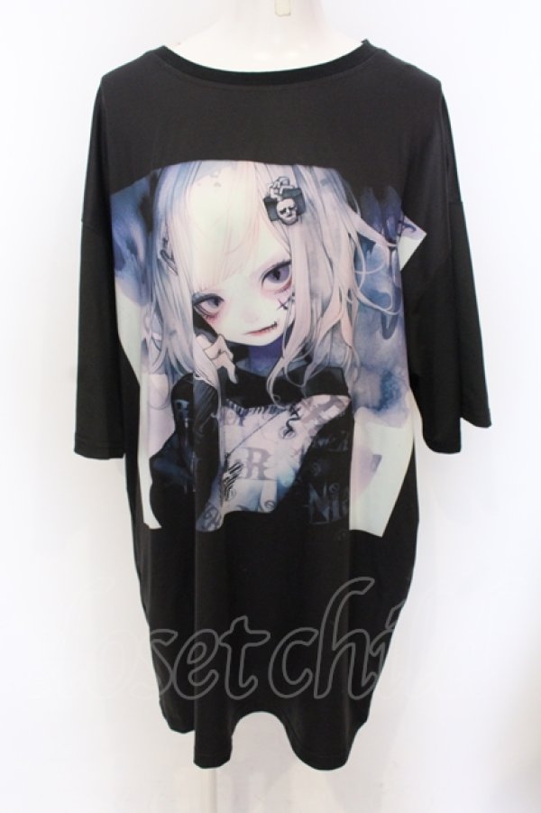 画像1: NieR Clothing / 擬人化HALF SLEEVE BIG CUTSEW カットソー F ブラック O-25-06-16-016-PU-TO-IG-OS (1)