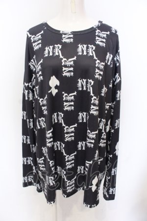 画像: NieR Clothing / 転写総柄カットソー XL ブラック O-25-06-16-017-PU-TO-IG-OS