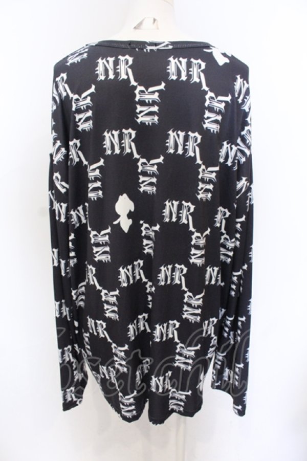 画像2: NieR Clothing / 転写総柄カットソー XL ブラック O-25-06-16-017-PU-TO-IG-OS (2)