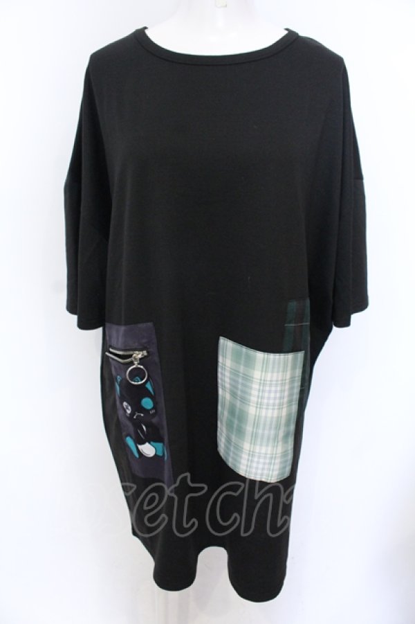 画像1: NieR Clothing / ポケット付きパッチワークプルオーバー【シエル】  ブラック O-25-06-16-018-PU-TO-IG-OS (1)