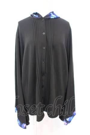 画像: NieR Clothing / 冬用×内側さらふわ着物風袖ブロッキングシャツ【海月】  ブラック O-25-06-16-025-PU-TO-IG-OS